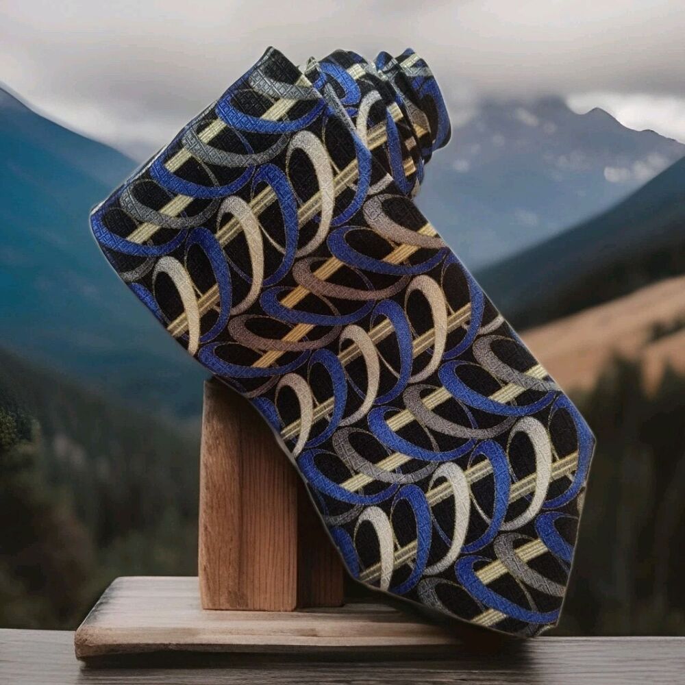Timo Cojina Men's Blue & Gold Neck Tie 60x3.5" 1752